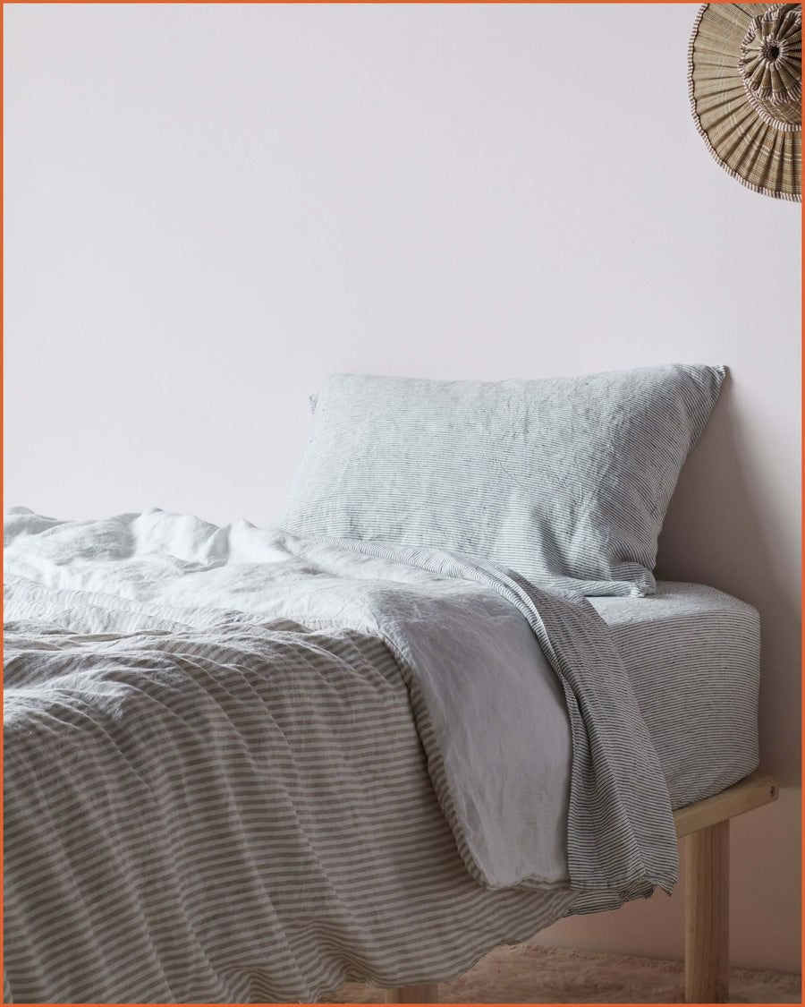 DUVET SET · FLAX STRIPE & CUMULUS · KIDS
