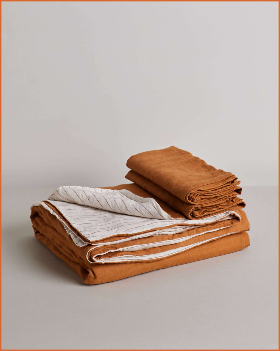 DUVET SET · TOFFEE & GINGER STRIPE ·
