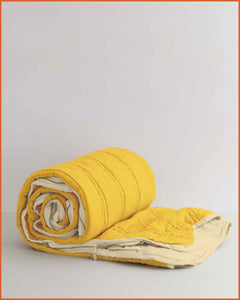 THE QUILTED SLEEPING BAG · LEMON & BUTTER YELLOW ·