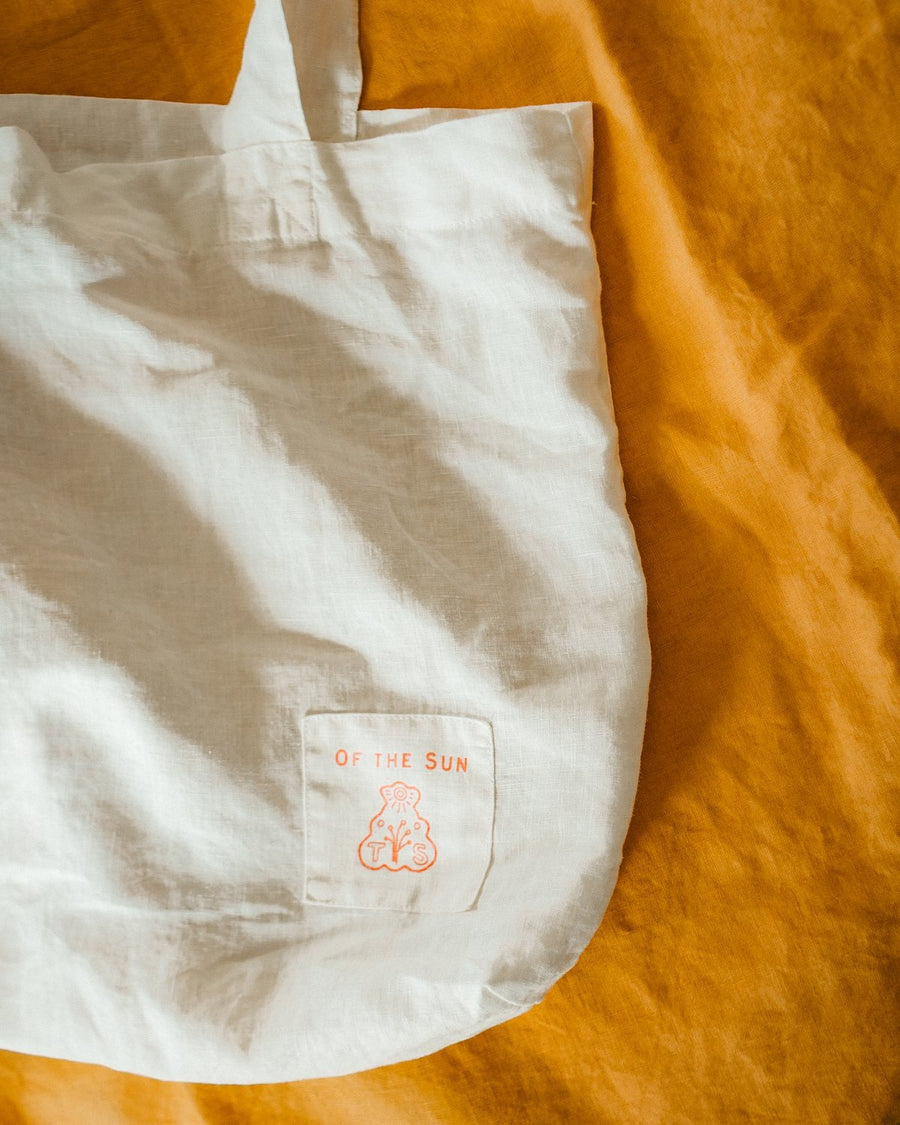 Reusable linen bag that the pillow slip set is delivered in