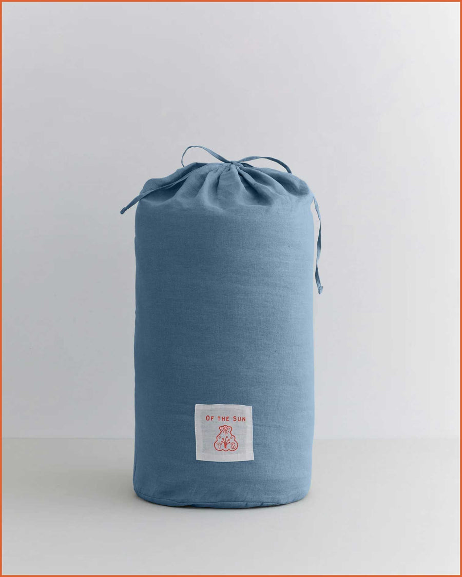 Of The Sun - Ocean Lake Blue French Linen Sleeping Bag - Reusable linen bag