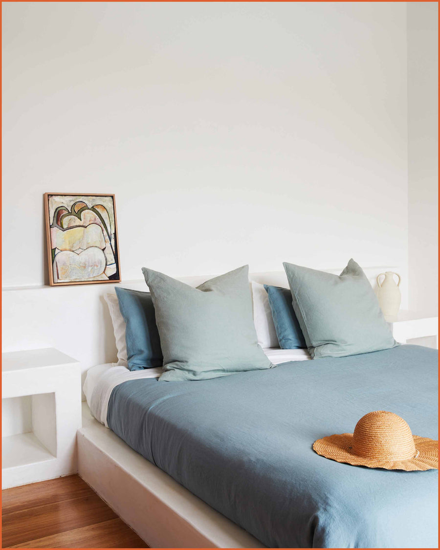 Of The Sun - Sage and Cumulus - French Linen Duvet Set