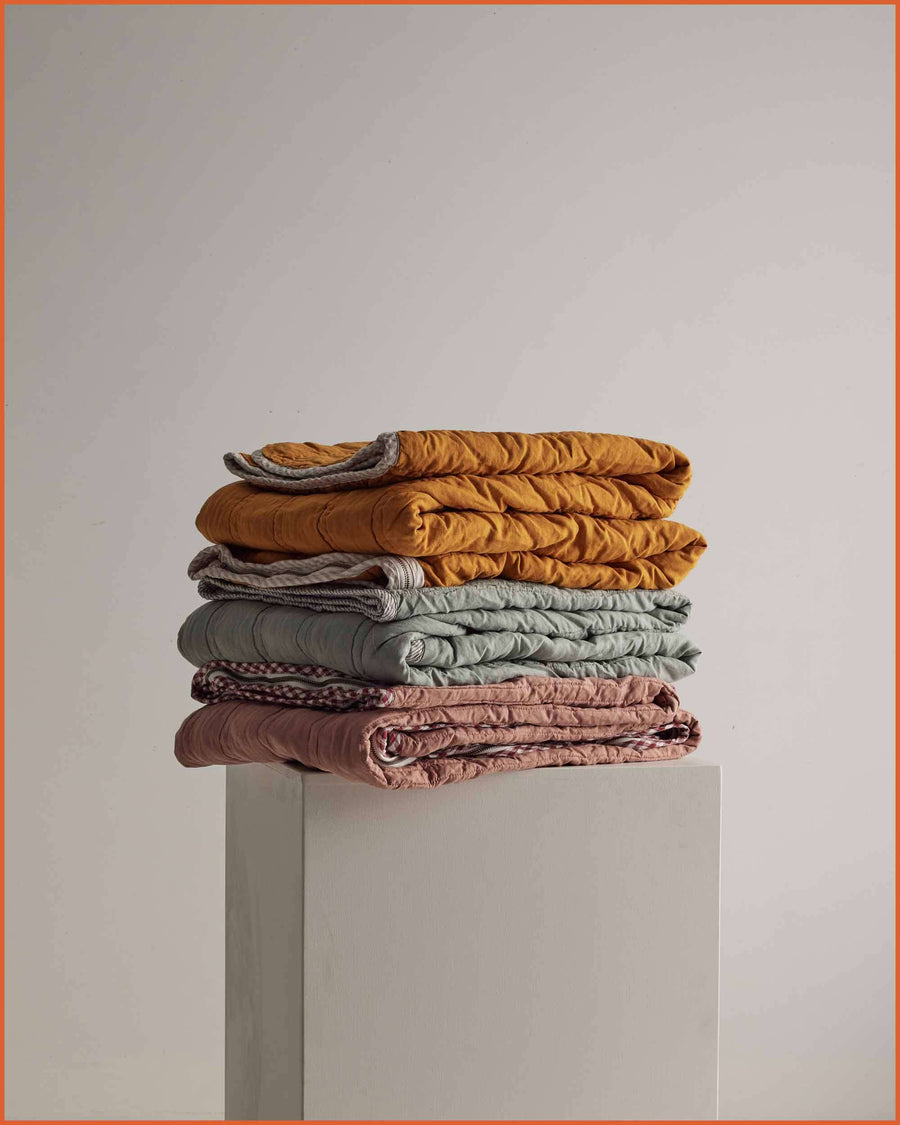 THE QUILTED SLEEPING BAG · ROSE & MULBERRY GINGHAM ·