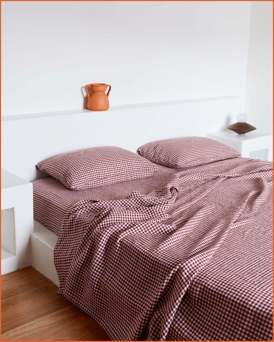 SHEET SET · MULBERRY GINGHAM ·