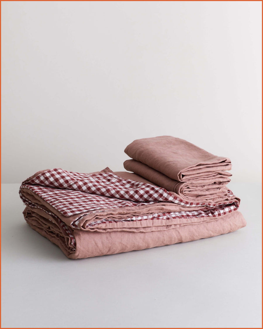 DUVET SET · ROSE & MULBERRY GINGHAM ·