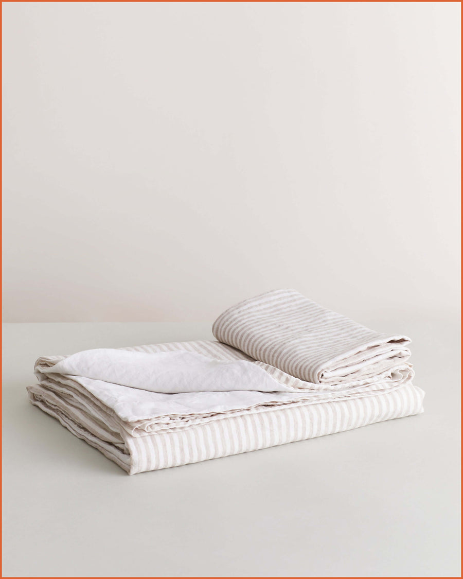 DUVET SET · FLAX STRIPE & CUMULUS · KIDS