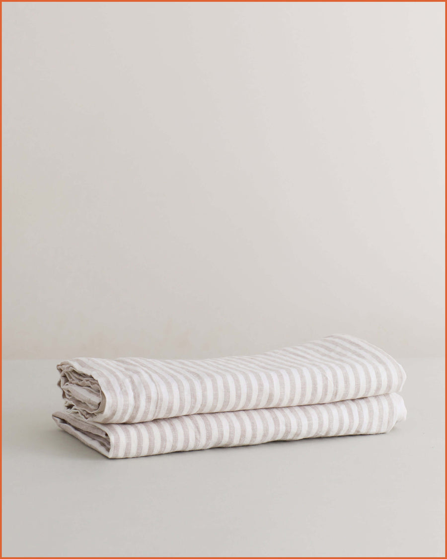 PILLOW SLIP SET · FLAX STRIPE